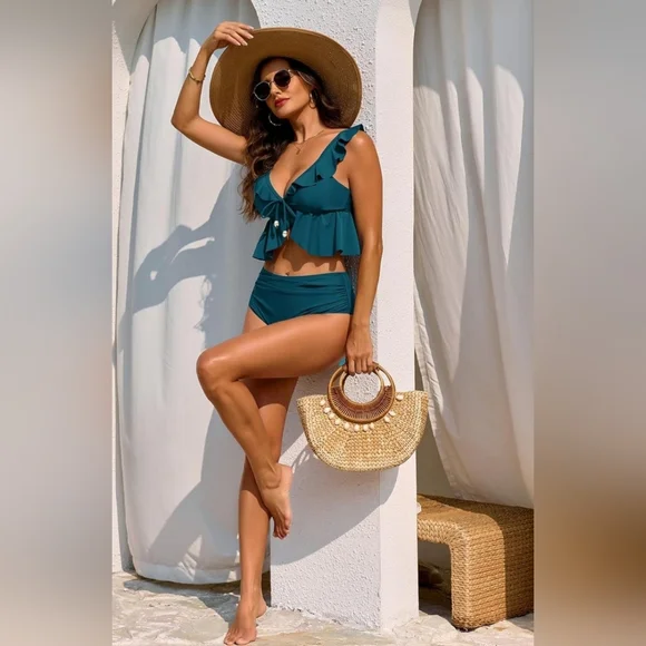 Teal Ruffle Bikini Set - Picture 5 of 5